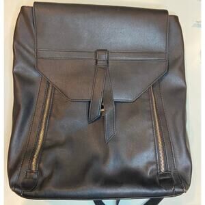 Vegan Leather Laptop Backpack - Black for Office Smart Casual Zipper